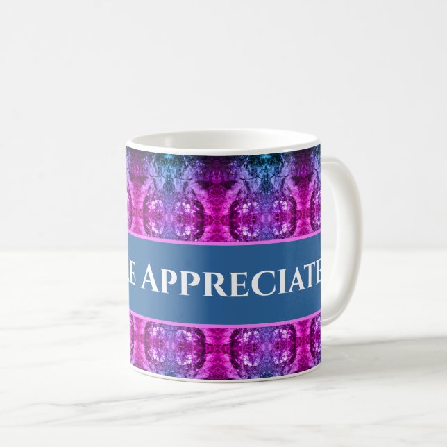 Caneca De Café É Agradável Obrigados De Caleidoscópio Azul Cor-De (Frente Esquerda)