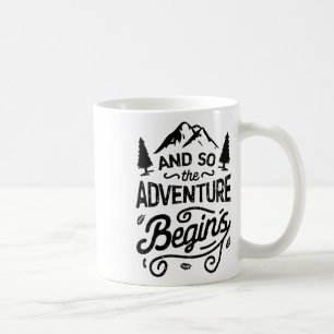 Caneca De Café E Assim Começa A Aventura Camiseta Camping Ao Ar L