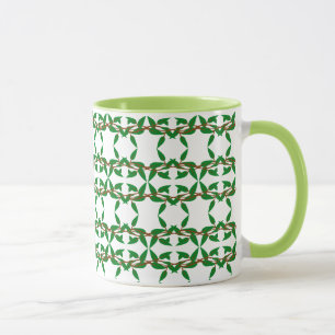 Caneca de Café e Chá com Padrão de Ramo Verde