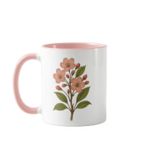 Caneca de Café e Chá Rosa Flor de Cerejeira Vintag