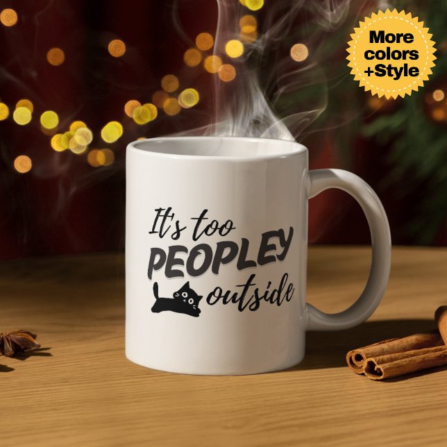 Caneca De Café "É Demais" Gato Engraçado Mug - Presente Perfeito (It's Too Peopley" Funny Cat Mug - Perfect Gift for Introverts!)