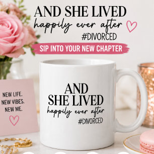 Caneca De Café E Ela Viveu Feliz Para Sempre #Divorciada Engraçad