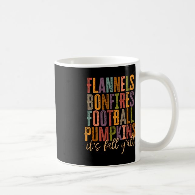 Caneca De Café É Fall Y'all Flannels Bonfire Futebol Pumpkin (Direita)