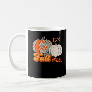 Caneca De Café É Fall Y'all, Funny Pumpkins Chevron Pattern