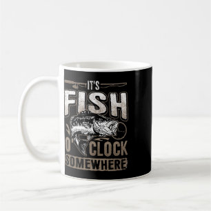 Caneca De Café É hora do peixe em algum lugar-pesca engraçada