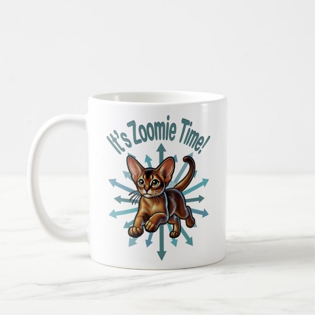 Caneca De Café É hora do Zoomie Gato Abissínio (Esquerda)