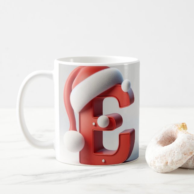 Caneca De Café E letter Christmas  design Mug Festive  Design (Com Donut)