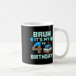 Caneca De Café É Meu 4º Aniversário de Jogo Pixel Boy Engraçado B