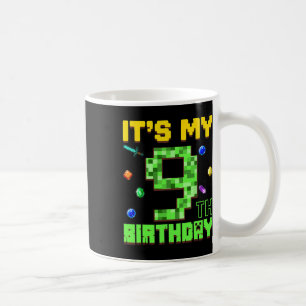 Caneca De Café É Meu 9º Aniversário Menino de 9 Anos Jogador Pixe