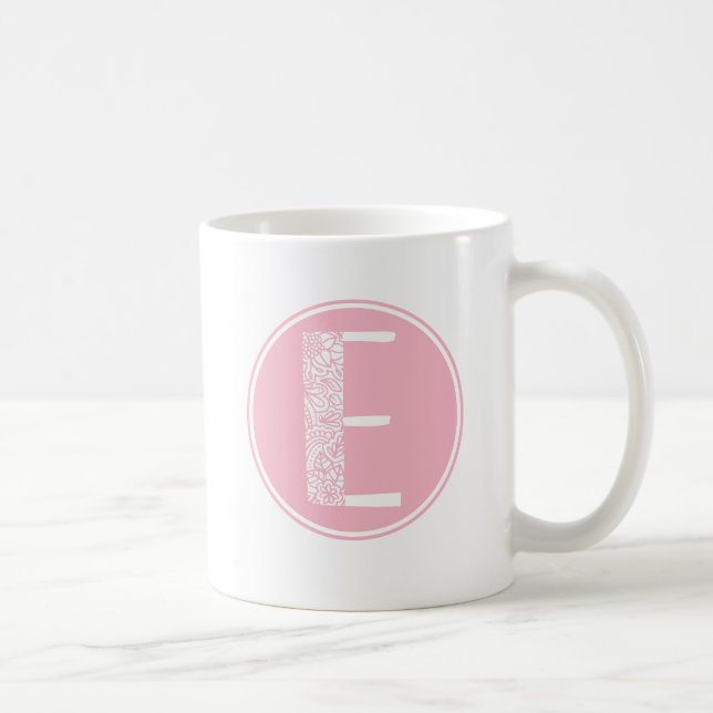 Caneca De Café E Monograma Floral Inicial (Direita)