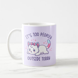 Caneca De Café É Muito Cheio Lá Fora Hoje - Gato Triste Kawaii