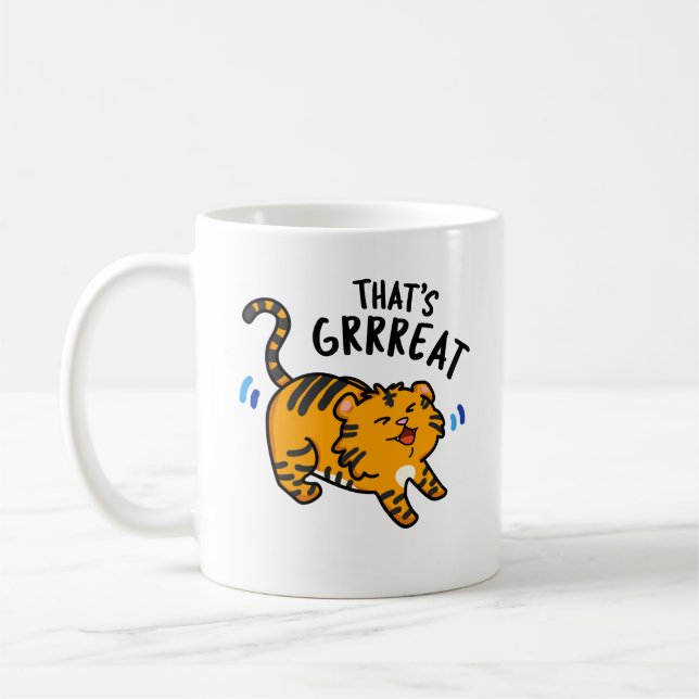 Caneca De Café É o Grreat Funny Tiger Grol Pun (Esquerda)
