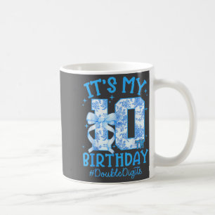 Caneca De Café É o Meu 10º Aniversário Menina Azul Coquette Laço