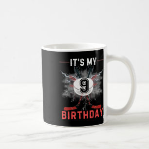 Caneca De Café É o meu 9º aniversário de hóquei menino divertido