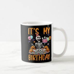 Caneca De Café É o meu aniversário esqueleto fantasia de Hallowee