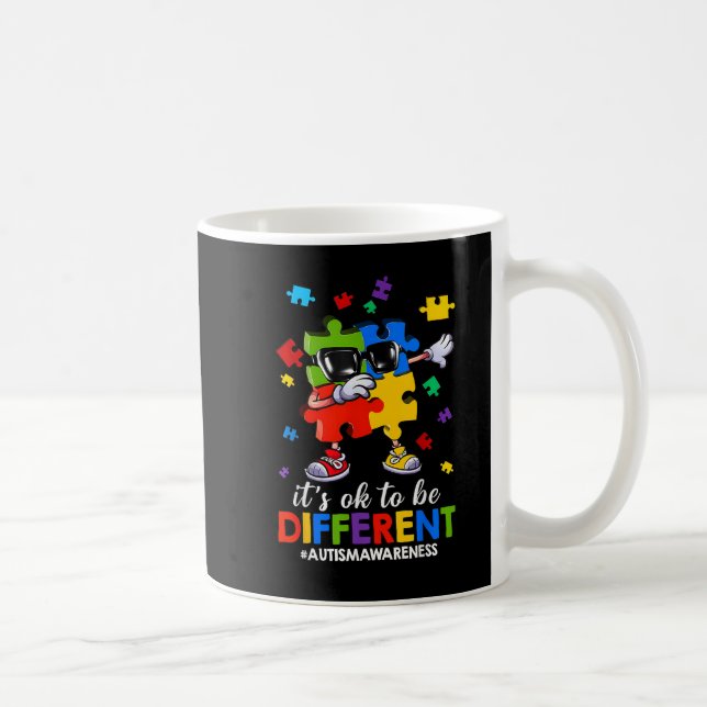 Caneca De Café É OK Ser Diferente Dabbing Quebra-cabeça Autismo (Direita)
