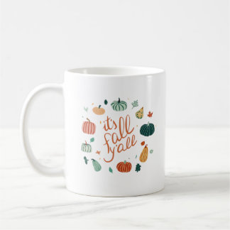 Caneca De Café É outono Y'all. Queda Com Bombas E Folhas