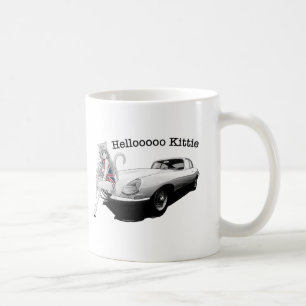 Caneca De Café E-tipo entalhe com a menina quente do gato