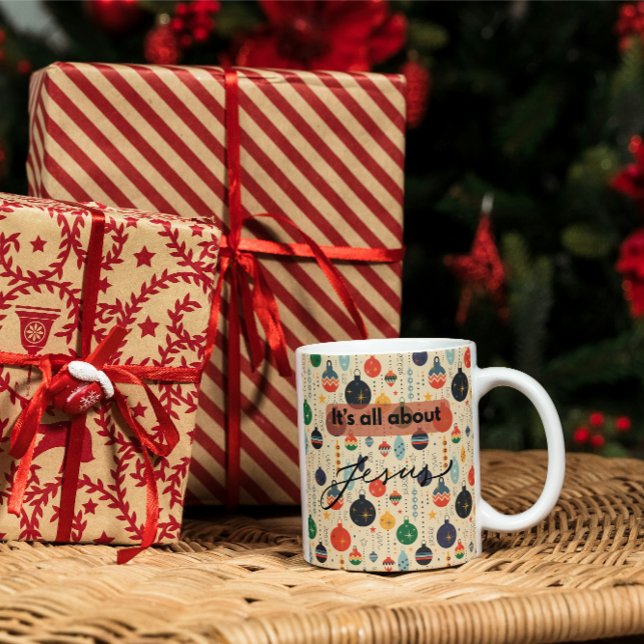 Caneca De Café É Tudo Sobre Jesus – Natal Colorido (Criador carregado)