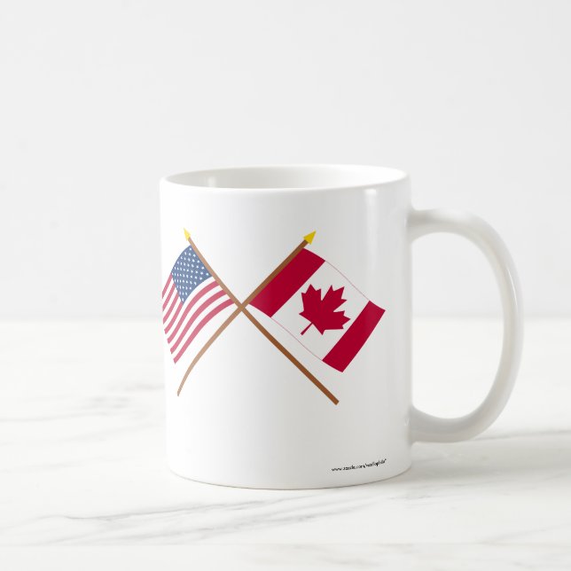 Caneca De Café E.U. e bandeiras cruzadas Canadá (Direita)
