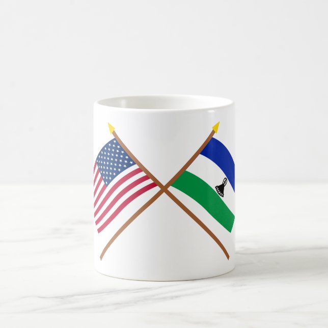 Caneca De Café E.U. e bandeiras cruzadas Lesotho (Centro)