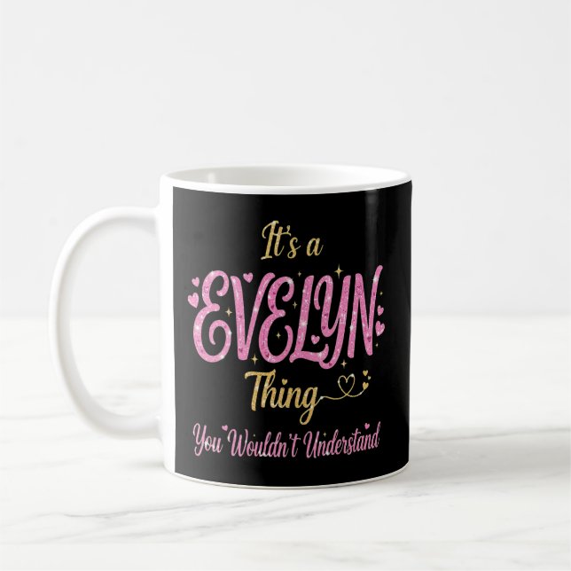 Caneca De Café É Uma Coisa de Evelyn Rosa Dourado Presente para M (Esquerda)