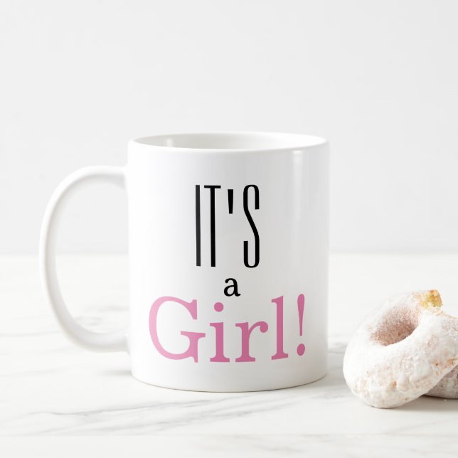Caneca De Café É uma garota! Baby Gender Reveal Classic Coffee Mu (Com Donut)