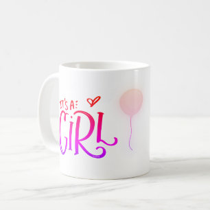 Caneca De Café É uma garota com um balão rosa personalizado