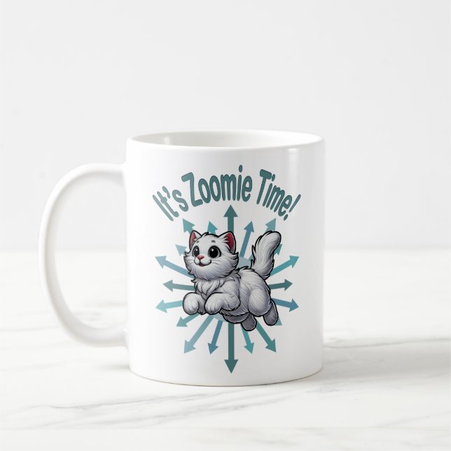 Caneca De Café É Zoomie Time White Cat (Esquerda)