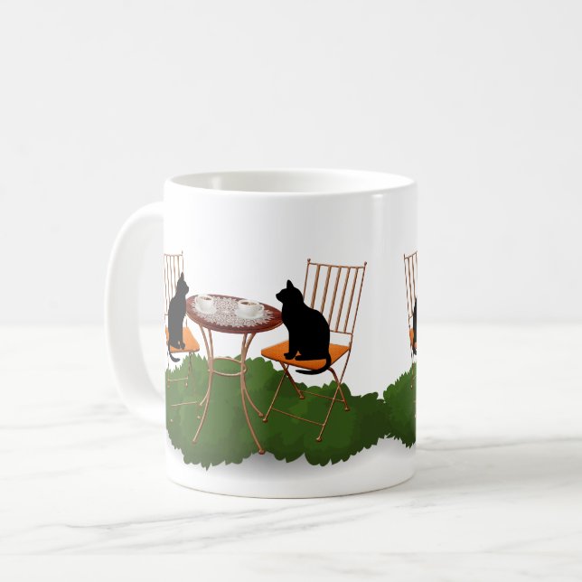 Caneca De Café ea Time Black Cat in Garden Design (Frente Esquerda)