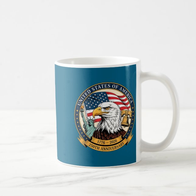 Caneca De Café Eagle And Flag 1776-2026 250th Birthday America  (Direita)