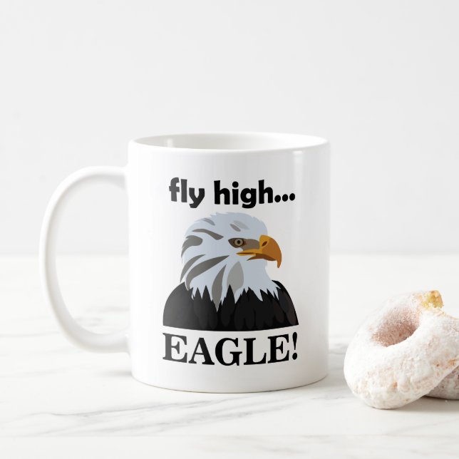 Caneca De Café Eagle Bald Eagle Voa Alta Águia (Com Donut)