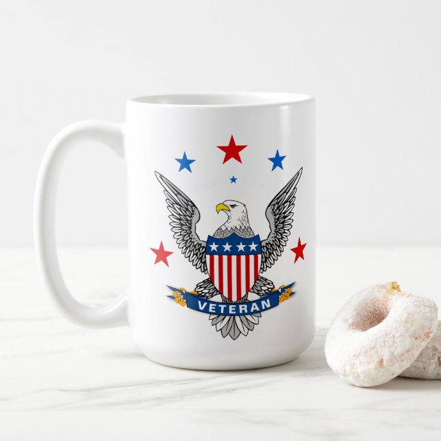 Caneca De Café Eagle Veteran Patriótico (Com Donut)