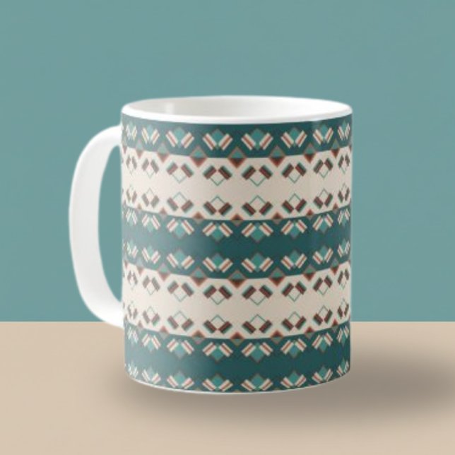 Caneca De Café Earth Grid Teal and Brown Tote (Criador carregado)