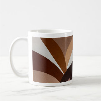 Caneca De Café Earth Tone Radiance – Abstract Sunburst Mural