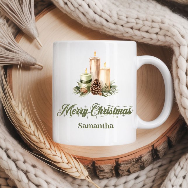 Caneca De Café Earthy Neutral Christmas Mug Personalized Gift (Earthy Neutral Christmas Mug Personalized Gift)
