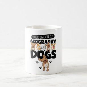 Caneca De Café Easily Distracted By Geography And Dogs