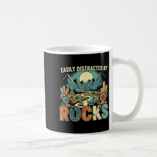Caneca De Café Easily Distracted By Rocks Geology Geologist Colle (Direita)