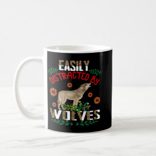 Caneca De Café Easily Distracted By Wolves Leopard Sunflowers Wol