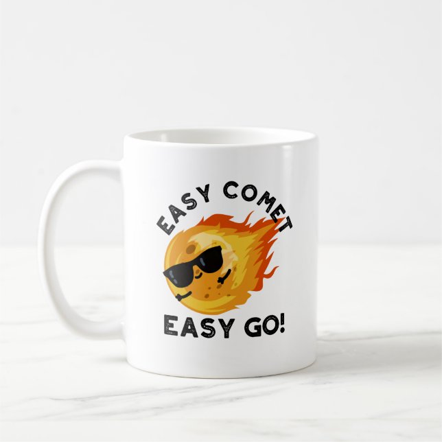 Caneca De Café Easy Comet Easy Go Engraçado Astronomia Pun (Esquerda)