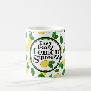 Caneca De Café Easy Peasy Lemon Squeezy Funny Quote Lemon Pattern