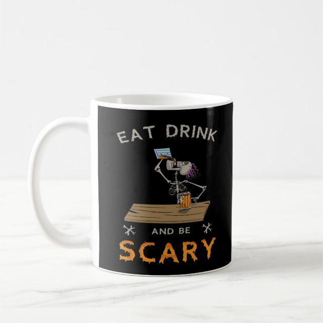 Caneca De Café Eat Drink And Be Scary Aesthetic Graphic (Esquerda)