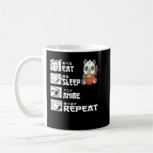Caneca De Café Eat Sleep Anime Repeat Bear Eating Ramen Japanese 