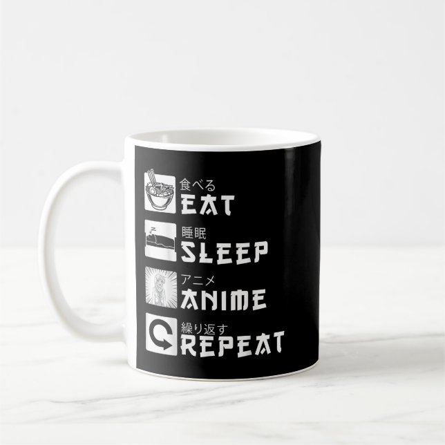 Caneca De Café Eat Sleep Anime Repeat Japanese Manga Lover Cospla (Esquerda)