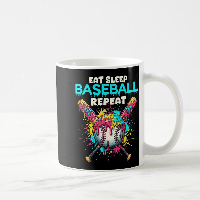 Caneca De Café Eat Sleep Baseball Repeat Funny Ice Cream Drip Cro (Direita)