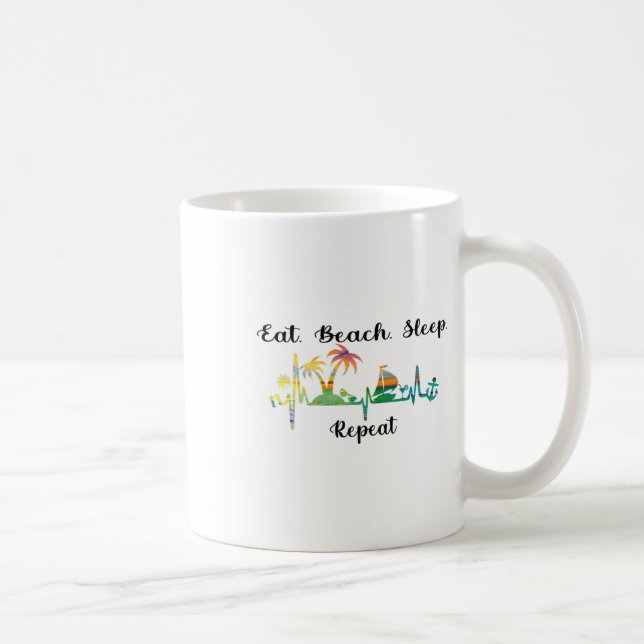 Caneca De Café Eat Sleep Beach Repeat Summer Tropical Vacation Be (Direita)
