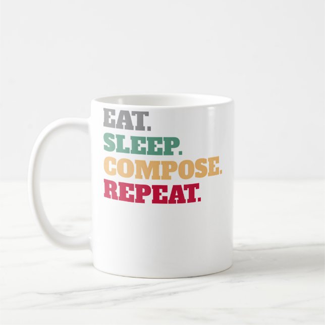 Caneca De Café Eat Sleep Compose Repeat Gift Idea Composer (Esquerda)