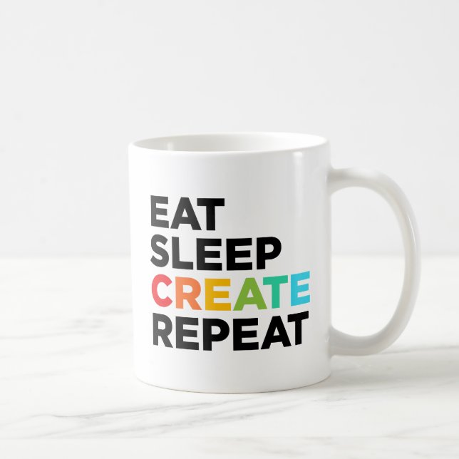 Caneca De Café Eat Sleep Criar Repetir (Direita)