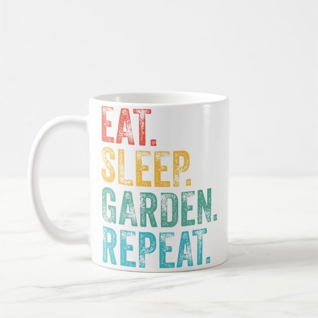 Caneca De Café Eat Sleep Garden Repeat Gardening Gardeners Funny  (Esquerda)