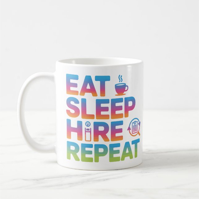 Caneca De Café Eat Sleep Hire Repeat HR Admin Coffee Mug (Esquerda)